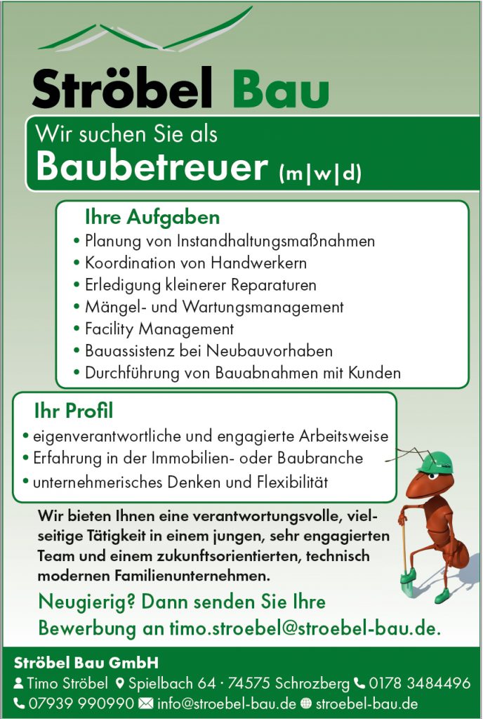 Stellenanzeige Baubetreuer